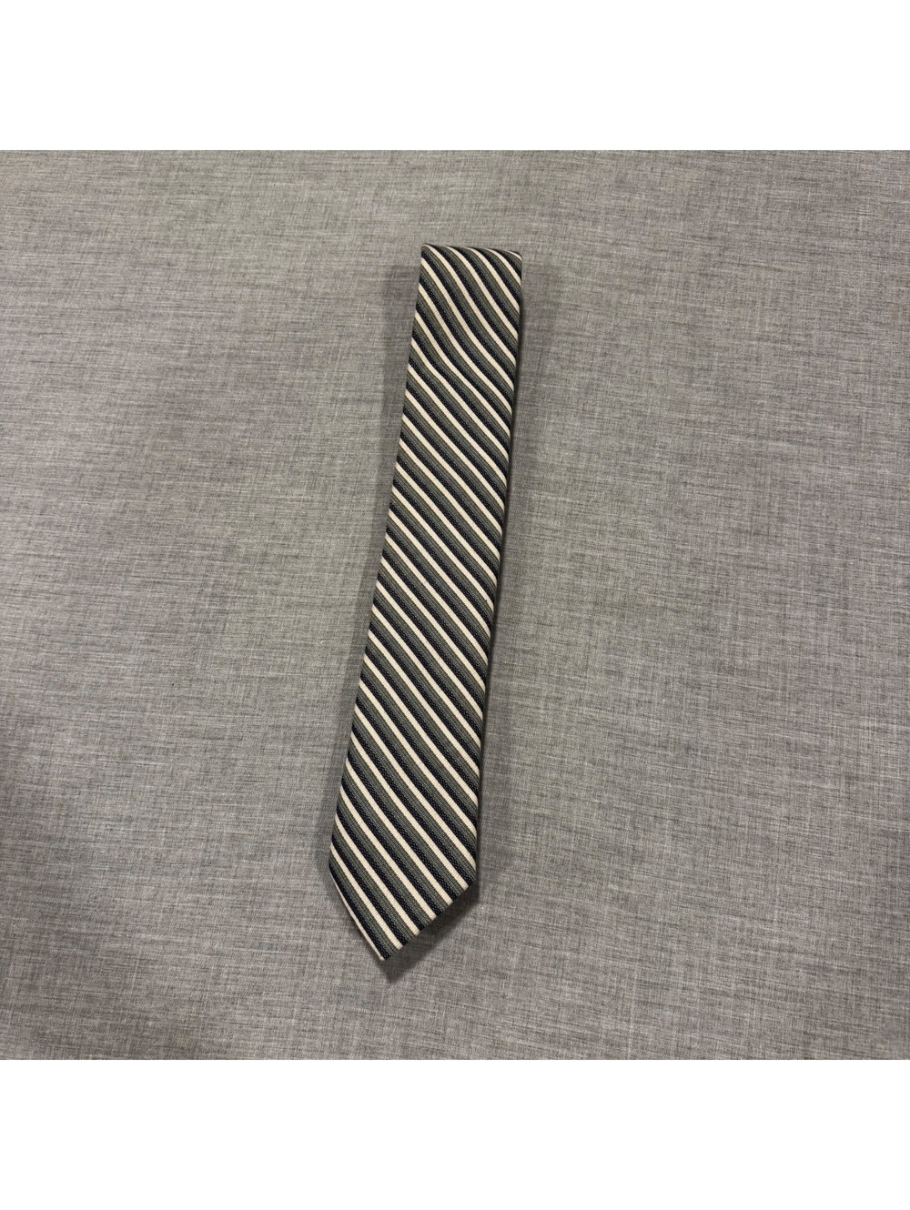 NWT Joseph Abboud Neck Tie Black Cream Diagonal Striped Classic Formal Dress